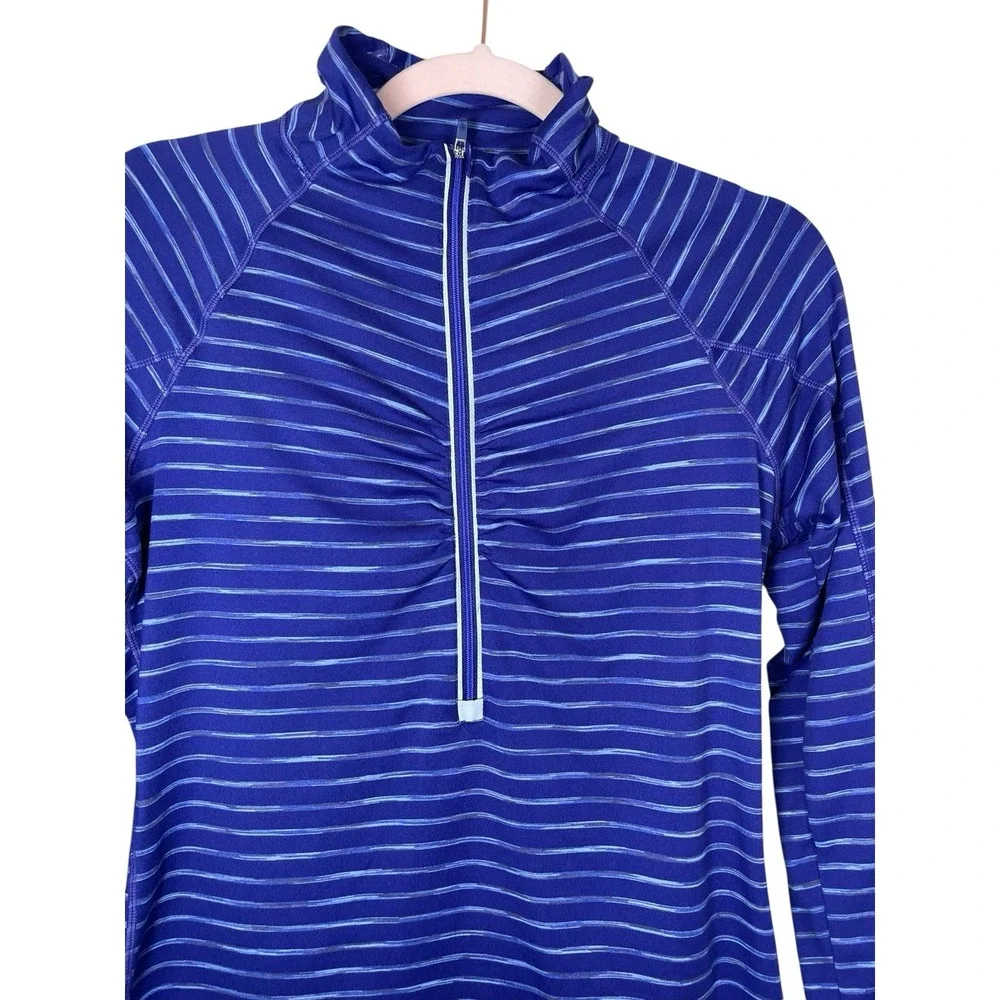 Athleta Elite Half Zip Pullover Women's m medium Purple Striped Top 964325-00-2 - Picture 3 of 9
